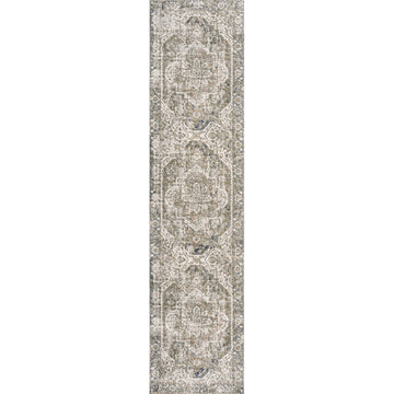 Keesha Bold Distressed Medallion Low-Pile Machine-Washable Area Rug